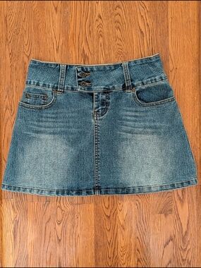 Y2K One Tuff Babe Denim Blue Jean Mini Skirt